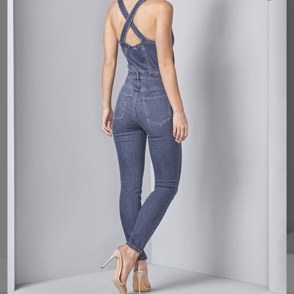 Venus Light Blue Button Front Denim Jumpsuit - Picture 2 of 5